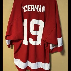 Red and White Yzerman Red Wings Jersey XXL